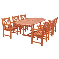 Vifah Vista Extension Table Set with 6 Balthazar Armchairs