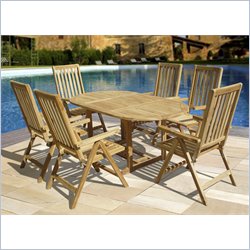 Vifah 7 Piece Outdoor Teak Dining Set with Oval Table