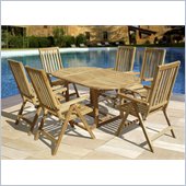 Vifah 7 Piece Outdoor Teak Dining Set with Oval Table