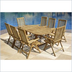Vifah 9 Piece Outdoor Teak Dining Set with Oval Table