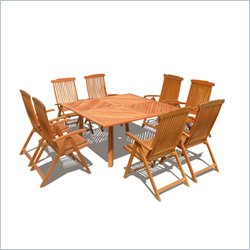 Vifah 9 Piece Outdoor Square Table Dining Set 1