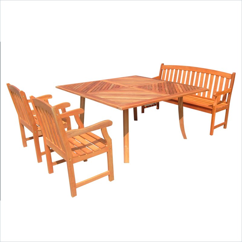 Vifah Outdoor Dining Set With Square Table - Set 2