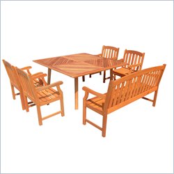 Vifah 6 Piece Outdoor Square Table Dining Set 3