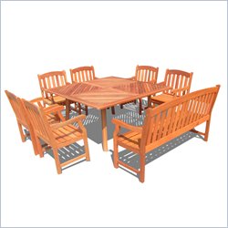 Vifah 8 Piece Outdoor Square Table Dining Set 4