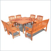 Vifah 8 Piece Outdoor Square Table Dining Set 4