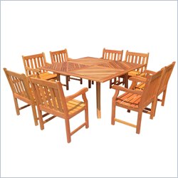 Vifah 9 Piece Outdoor Square Table Dining Set 6