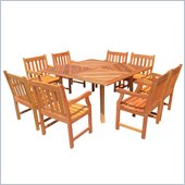 Vifah 9 Piece Outdoor Square Table Dining Set 6