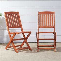 Vifah Outdoor Wood Folding Bistro Chairs (Set of 2)