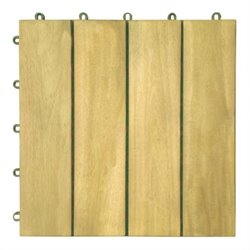 Vifah Premium 10-Pack Plantation Teak Interlocking Deck Tile - 4 Slats
