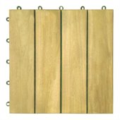 Vifah Premium 10-Pack Plantation Teak Interlocking Deck Tile - 4 Slats