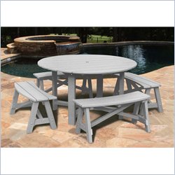 Vifah 5 Piece Outdoor Dining Set with Benches
