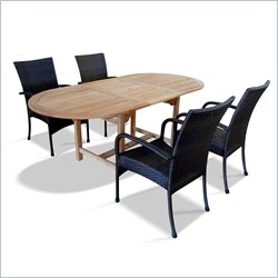 Vifah 5 Piece Outdoor Oval Table Dining Set