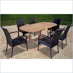 Vifah 7 Piece Outdoor Oval Table Dining Set