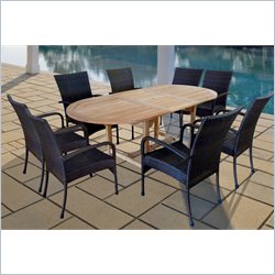 Vifah 9 Piece Outdoor Oval Table Dining Set