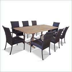 Vifah 9 Piece Outdoor Rectangular Table Dining Set