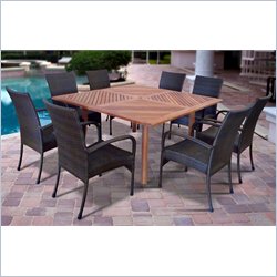 Vifah 9 Piece Outdoor Square Table Dining Set