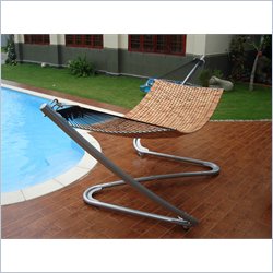 Vifah Steel Zig Zag Stand and Wood Hammock Bed Set