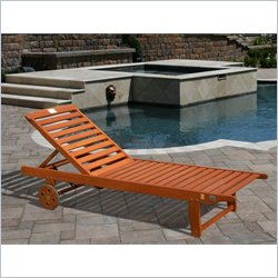 Vifah Giric Outdoor Wood Chaise Lounge in Oak
