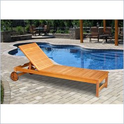 Vifah Giric Outdoor Wood Chaise Lounge in Cherry