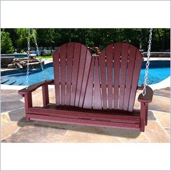 Vifah Giric Outdoor Recycled Plastic Adirondack Swing in Burgundy