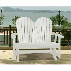 Vifah Giric Outdoor Recycled Plastic Adirondack Glider Bench in White