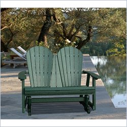 Vifah Giric Outdoor Recycled Plastic Adirondack Glider Bench in Green