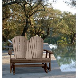 Vifah Giric Outdoor Recycled Plastic Adirondack Glider Bench in Weathered Wood