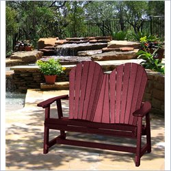 Vifah Giric Outdoor Recycled Plastic Adirondack Bench in Burgundy