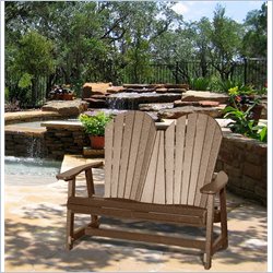 Vifah Giric Outdoor Recycled Plastic Adirondack Bench in Weathered Wood
