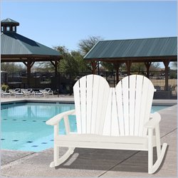 Vifah Giric Outdoor Recycled Plastic Adirondack Rocker Bench in White