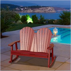 Vifah Giric Outdoor Recycled Plastic Adirondack Rocker Bench in Burgundy