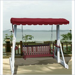 Vifah Giric Outdoor Recycled Plastic Swing Frame with Canopy Top in Burgundy