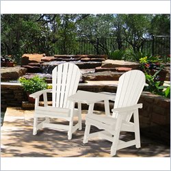 Vifah Giric Recycled Plastic Removable Table and Adirondack Armchair Dining Set in White