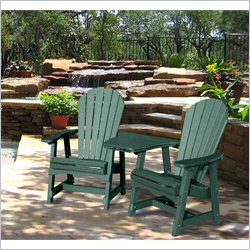 Vifah Giric Recycled Plastic Removable Table and Adirondack Armchair Dining Set in Green