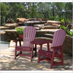 Vifah Giric Recycled Plastic Removable Table and Adirondack Armchair Dining Set in Burgundy