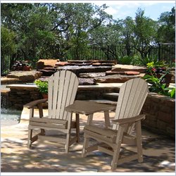 Vifah Giric Recycled Plastic Removable Table and Adirondack Armchair Dining Set in Weathered Wood