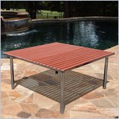 Vifah Stainless Steel Frame Wood Composite Square Table