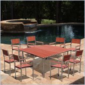 Vifah Stainless Steel Frame Wood Composite 9 Piece Armchair Dining Set
