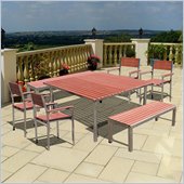 Vifah Stainless Steel Frame Wood Composite 7 Piece Armchair Dining Set