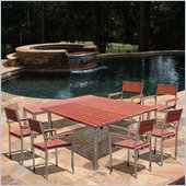 Vifah Stainless Steel Frame Wood Composite 8 Piece Armchair Dining Set