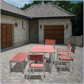 Vifah Stainless Steel Frame Wood Composite 6 Piece Armchair Dining Set