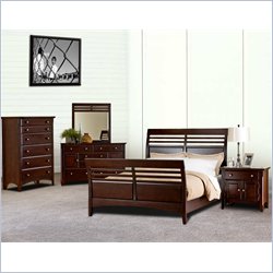 Vifah Berkshire 5 Piece Queen Sleigh Bedroom Set in Walnut