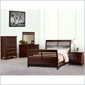 Vifah Berkshire 5 Piece Queen Sleigh Bedroom Set in Walnut