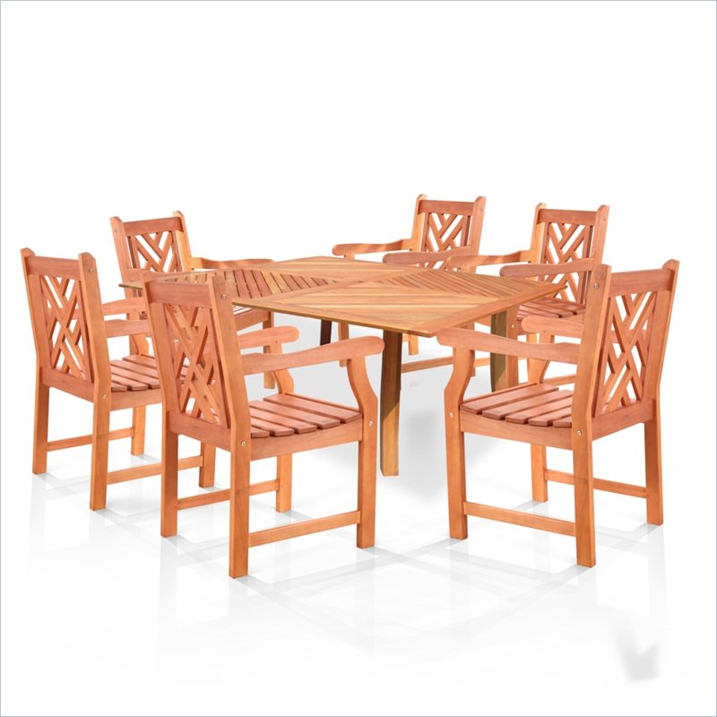 Vifah Wood Square Outdoor 7 Piece Dining Set