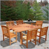Vifah Wood Square Outdoor Slat Back Chair 7 Piece Dining Set