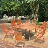 Vifah Wood Square Outdoor Folding Chair 9 Piece Dining Set