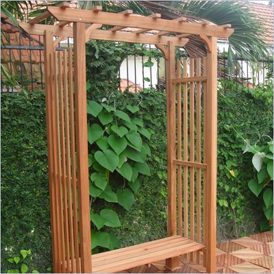 Vifah Rosedale Hardwood Garden Arbor with Bench