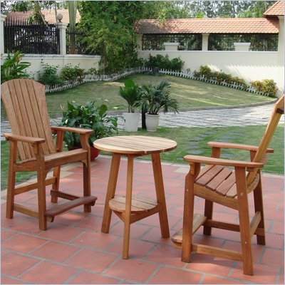 Vifah Greenford 3 Piece Cafe Table & Adirondack Balcony Chairs Patio Set