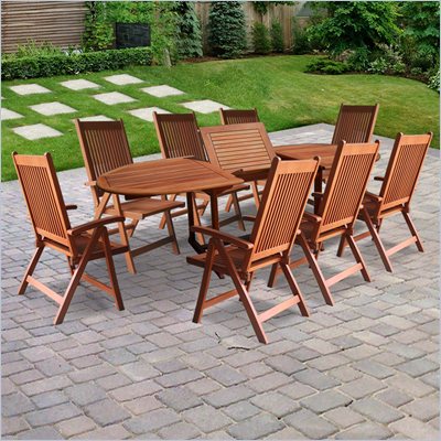 Vifah Vista Mahogany Shorea Hardwood 9 Piece Dining Set 2