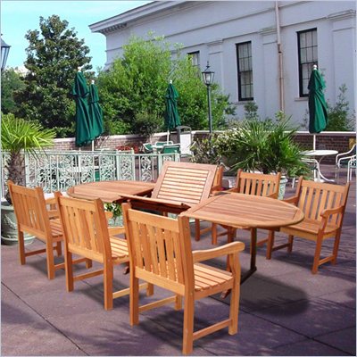 Vifah Vista Extension Table Set with 6 Baltic Armchairs